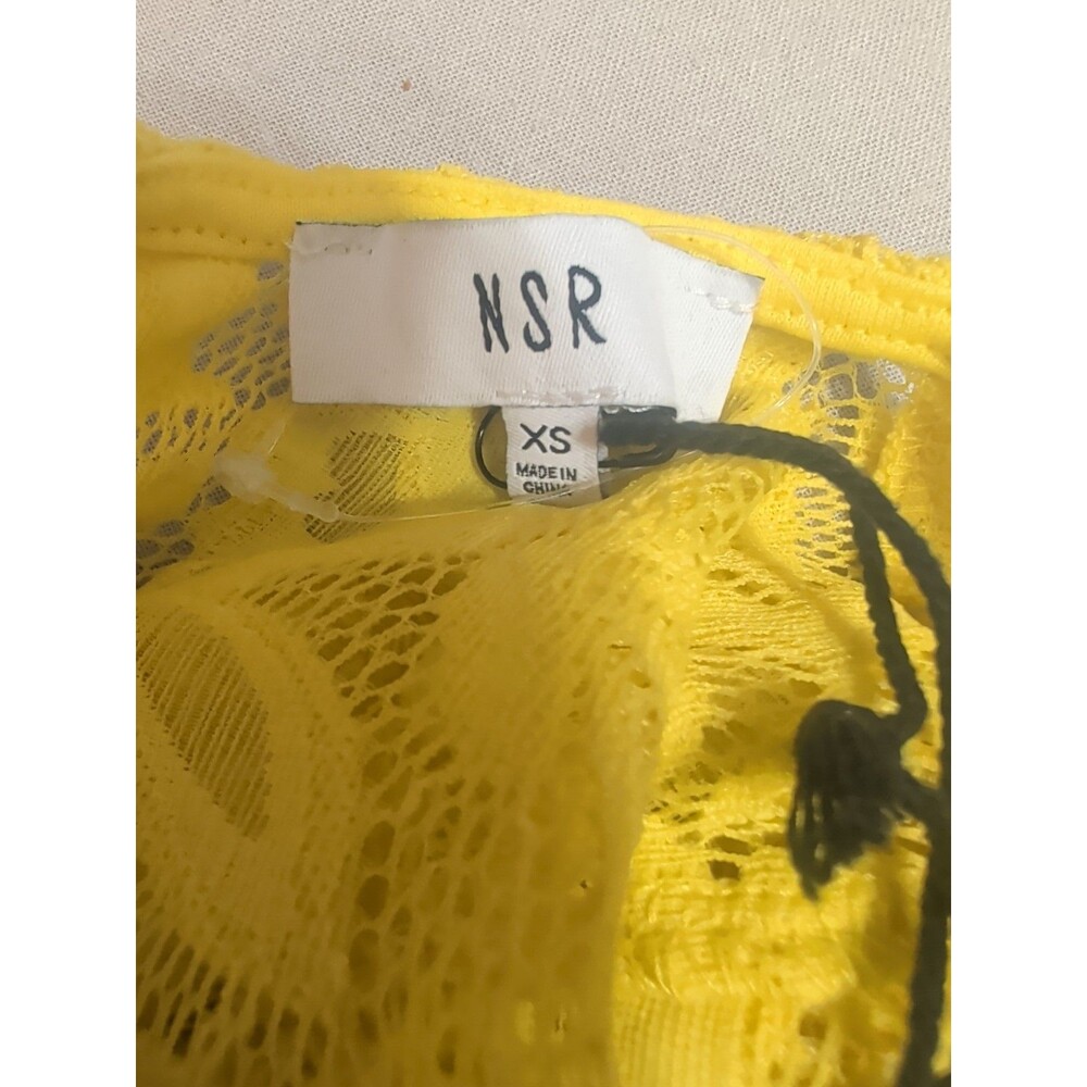 Nordstrom Yellow Floral Lace Midi Dress Short Sleeve Occasion Size XSmall - Picture 7 of 13
